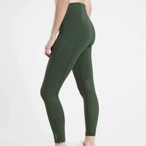 Athleta Ultimate Run 7/8 Tight Green Ankle Zip New